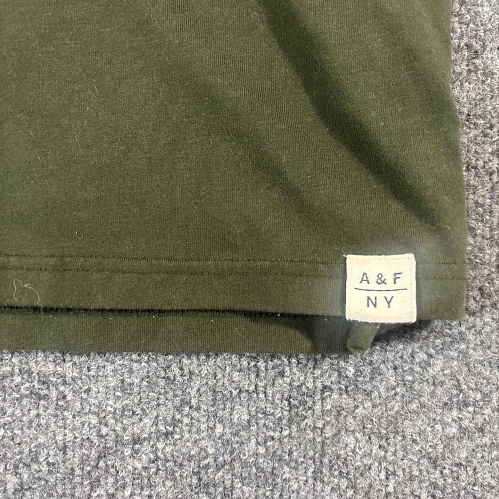 Abercrombie & Fitch Contrast Stripe Long Sleeve Muscle Tee Khaki Green Men's L - Picture 2 of 6